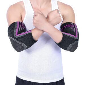 Doc Miller - Compression Elbow Brace: Support for Tendonitis, Bursitis, Tennis, Arthritis, Workouts - Elbow Sleeves for Men & Women, Joint Pain, Enhance Fitness, Pain Relief, 2 Packs, Pink, Medium