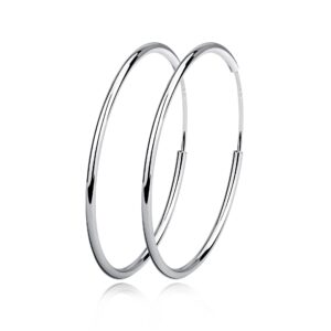 Hoop Earrings for Women Sterling Silver Circle Endless Big Earrings Hoops Jewelry,Fashion Gold Hoop Earring,Daimeter 50mm Christmas Gifts for Women