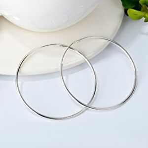 Hoop Earrings for Women Sterling Silver Circle Endless Big Earrings Hoops Jewelry,Fashion Gold Hoop Earring,Daimeter 50mm Christmas Gifts for Women