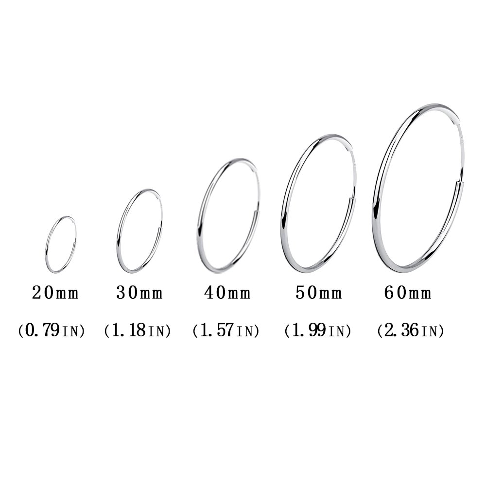 Hoop Earrings for Women Sterling Silver Circle Endless Big Earrings Hoops Jewelry,Fashion Gold Hoop Earring,Daimeter 50mm Christmas Gifts for Women