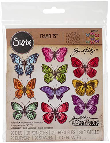 Sizzix Die Set , Flutter by Tim Holtz, 20 Pack, Multi Color, One Size Framelits, Multicolor