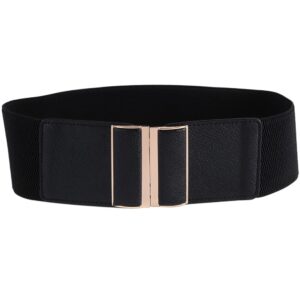 Beltox Womens 3" Wide Belt Elastic Stretch Cinch Waistband Lady Cummerband(26-43", Black Belt)