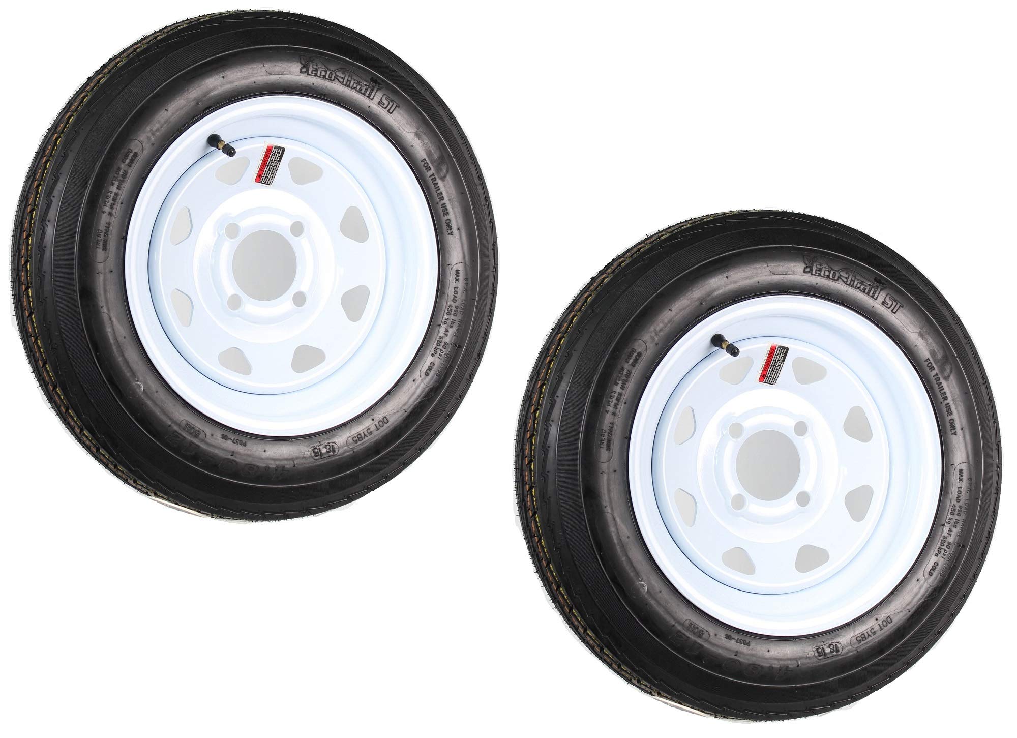 eCustomrim 2-Pack Trailer Tire On Rim 4.80-12 12 in. Load C 4 Lug White Spoke Wheel - 2 Year Warranty w/Free Roadside