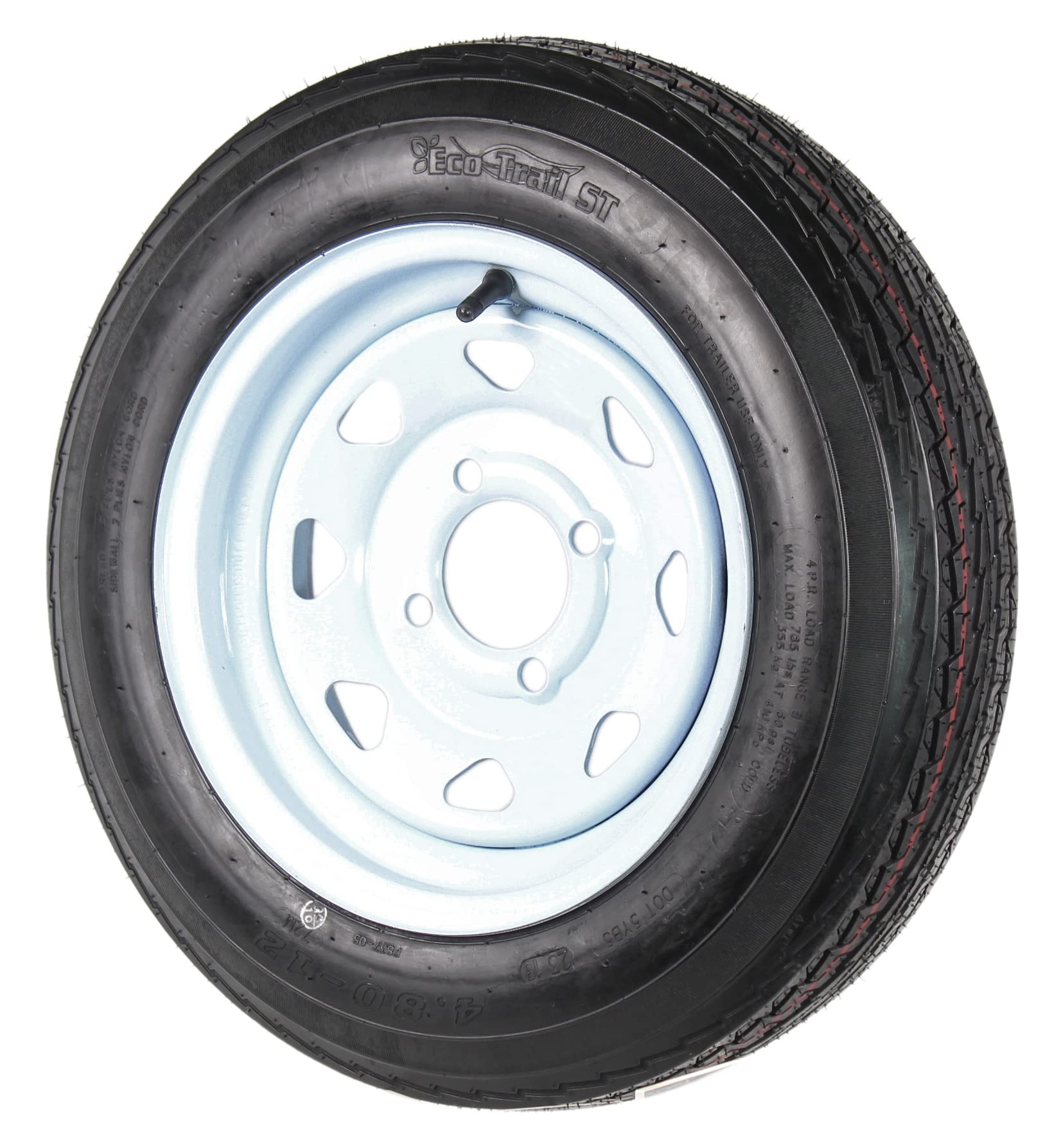 eCustomrim 2-Pack Trailer Tire On Rim 4.80-12 12 in. Load C 4 Lug White Spoke Wheel - 2 Year Warranty w/Free Roadside