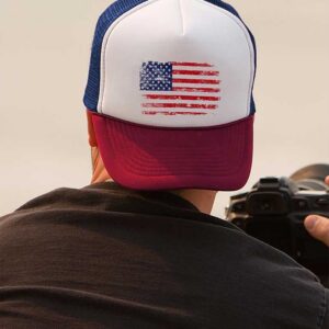 Tstars American Flag Hat 4th of July Trucker Mesh Cap Patriotic Hats for Men Women One Size Blue/White/Red