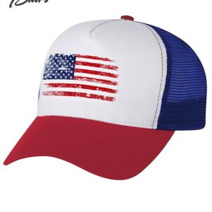 Tstars American Flag Hat 4th of July Trucker Mesh Cap Patriotic Hats for Men Women One Size Blue/White/Red