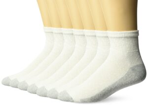 hanes mens freshiq ankle 7-pack (includes 1 free bonus pair) casual sock, white, 6 12 us