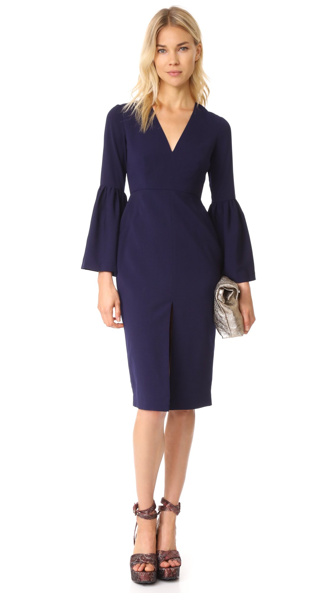 Jill Jill Stuart Women's V Neck Bell Sleeve Cocktail, deep Violet, 2