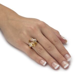 PalmBeach Gold-Plated or Sterling Silver Emerald Cut Genuine Gemstone and Round Genuine Tanzanite Cocktail Ring Size 10