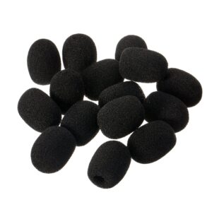 EBOOT 15 Pack Mini Size Lapel Headset Foam Microphone Windscreens, Foam Microphone Covers, Black