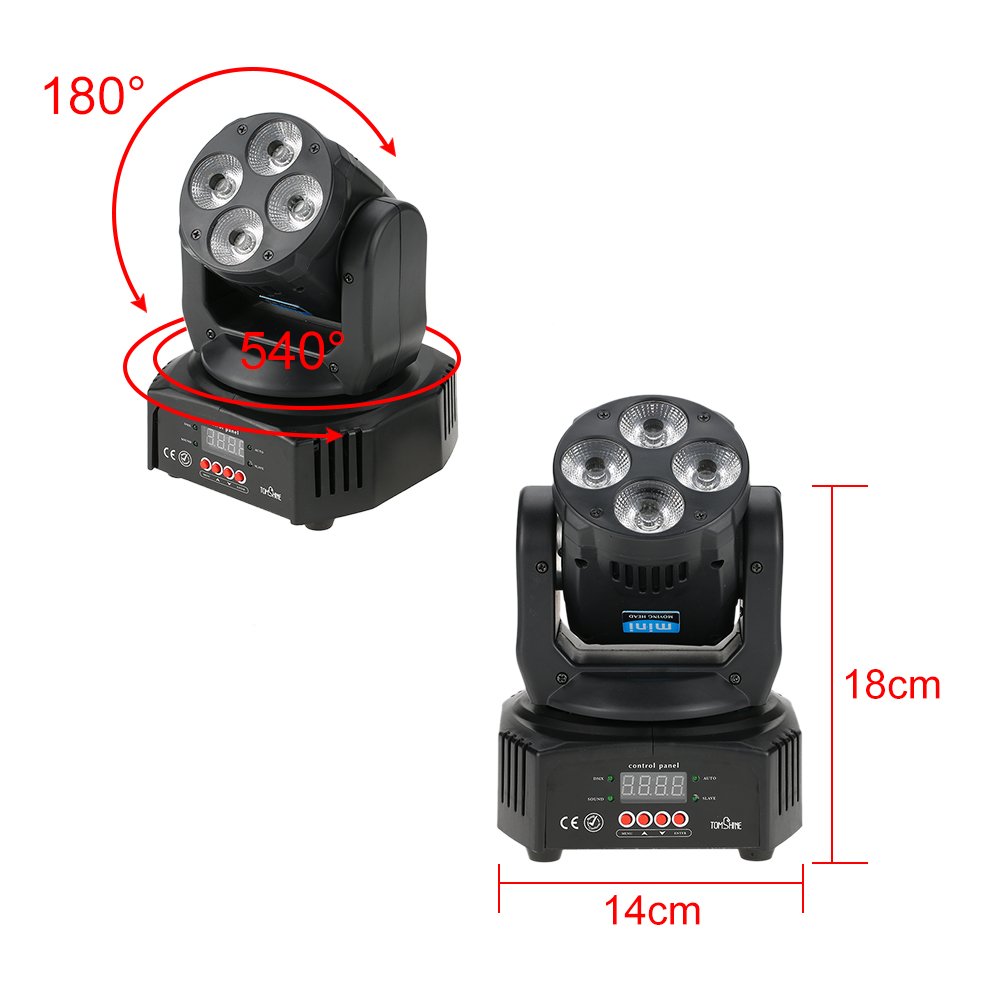 Tomshine 60W DJ Moving Head Lights 6 IN1 DMX-512 16/18 Channels GOBO Stage Lighting Sound Activated Spotlight RGBW+Amber+UV for Party KTV Pub Bar Disco Dj Show Wedding Ceremony