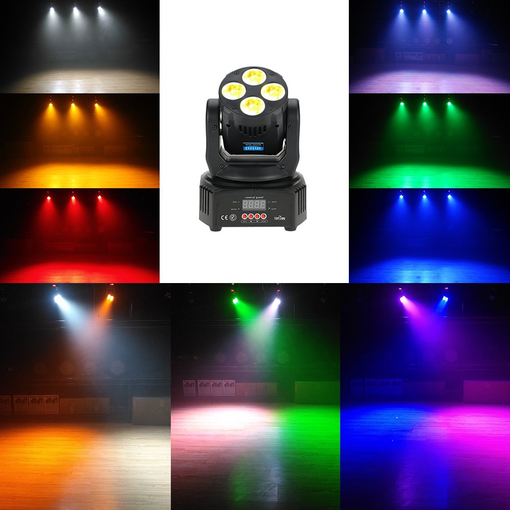 Tomshine 60W DJ Moving Head Lights 6 IN1 DMX-512 16/18 Channels GOBO Stage Lighting Sound Activated Spotlight RGBW+Amber+UV for Party KTV Pub Bar Disco Dj Show Wedding Ceremony