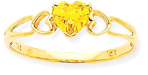 IceCarats 10K Yellow Gold Orange Citrine Heart Love Ring Gemstone Band November Birthstone Jewelry Size 7