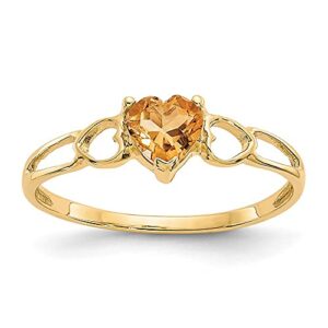 icecarats 10k yellow gold orange citrine heart love ring gemstone band november birthstone jewelry size 7