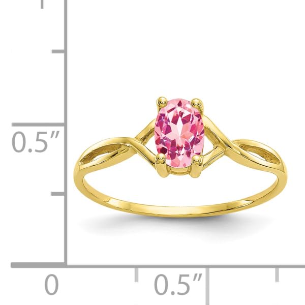 IceCarats 10K Yellow Gold Pink Tourmaline Ring Gemstone Band October Birthstone Jewelry Size 7.00