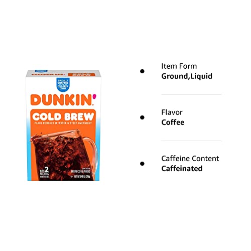 Dunkin' Cold Brew Ground Coffee Packs, 8.46 Ounce (Pack of 1)