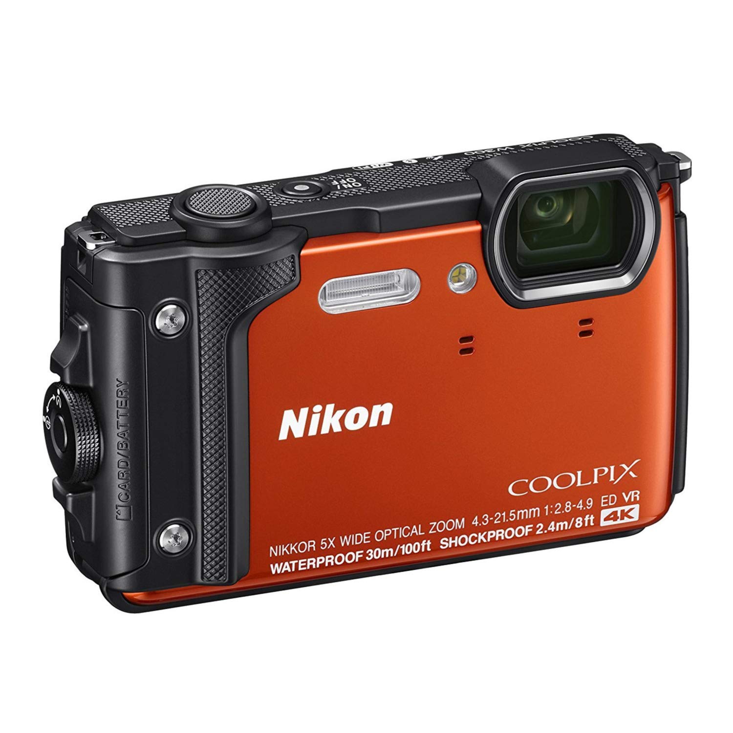 Nikon W300 Waterproof Underwater Digital Camera with TFT LCD, 3", Orange (26524)