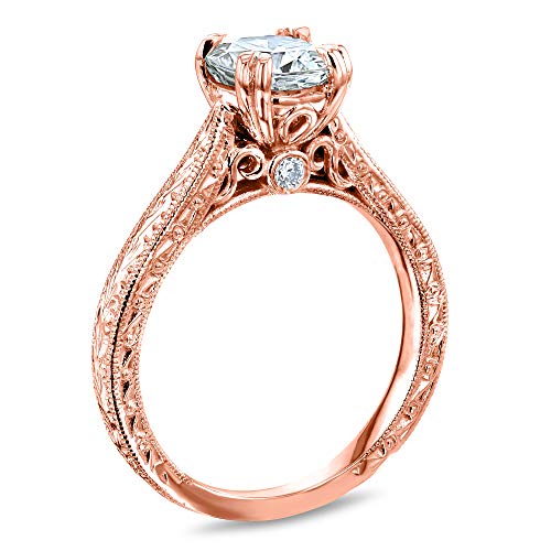 Kobelli Antique Style Moissanite Engagement Ring 1 CTW in 14k Rose Gold, Size 10.5, Rose Gold