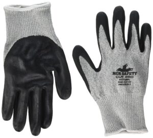 memphis gloves mcr safety large cut pro 13 gauge hypermax cut resistant gloves with nitrile coated palm, black (92743bpl)