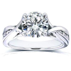 kobelli forever one (d-f) moissanite twist engagement ring 1 1/5 ctw in 14k white gold, size 5.5, white gold