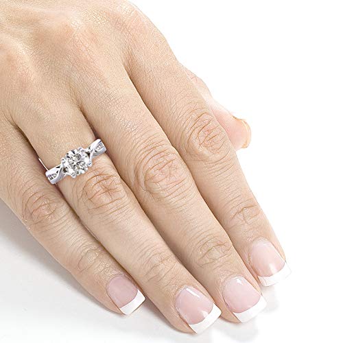 Kobelli Forever One (D-F) Moissanite Twist Engagement Ring 1 1/5 CTW in 14k White Gold, Size 5.5, White Gold