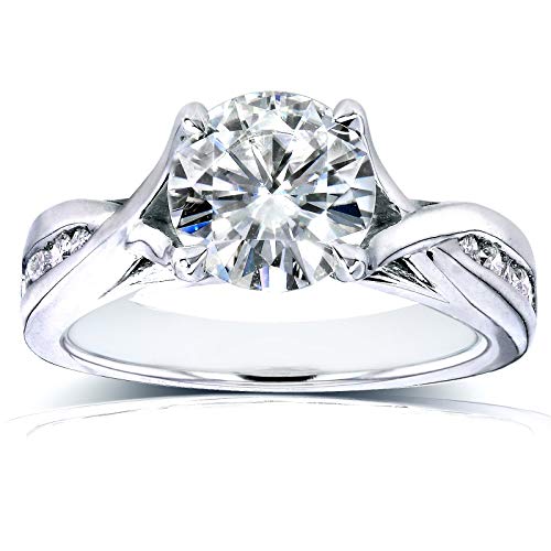 Kobelli Forever One (D-F) Moissanite Twist Engagement Ring 1 1/5 CTW in 14k White Gold, Size 5.5, White Gold