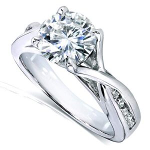 Kobelli Forever One (D-F) Moissanite Twist Engagement Ring 1 1/5 CTW in 14k White Gold, Size 5.5, White Gold