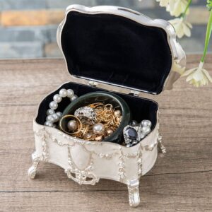 AVESON Luxury Vintage Metal Alloy Jewelry Box Ring Trinket Case Christmas Birthday Gift, Large