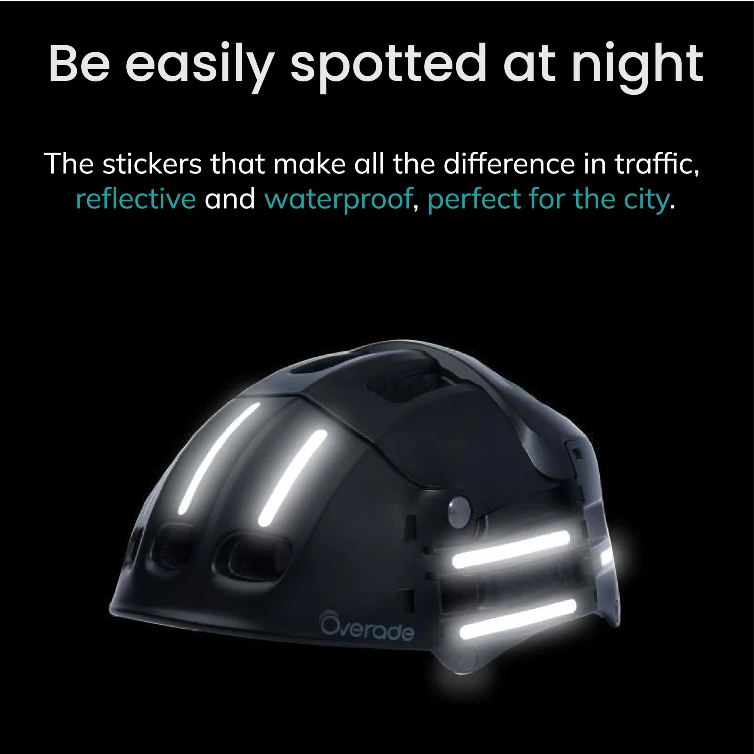 Overade - Waterproof reflective stickers - High visibility 3M - High-performance bonding. Very long-lasting. Can be stuck on all helmets, bikes, motorbikes and scooters (Classic)