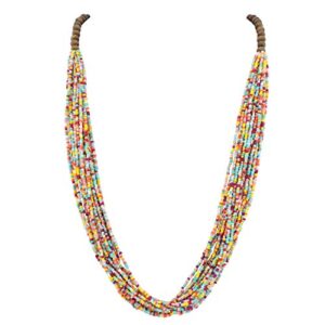 Bocar Long Multiple Row Handmade Beaded Statement Necklace with Gift Box (NK-10407-mix)