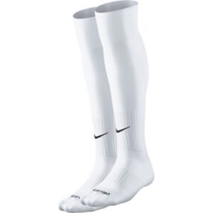 unisex nike classic ii cushion over-the-calf football sock, white, men size 6-8, womens size 6-10