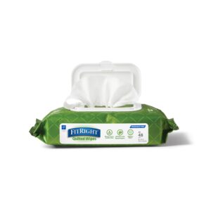 Medline FitRight Select Premium Personal Cleansing Wipes, 8 x 12, Fragrance-Free, White, 48/Pack