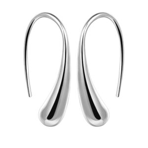 Women Fashion Teardrop Back Earrings,Small Sterling Sliver Plated Classic Dangle Hoop Earring Thread Drop Earrings