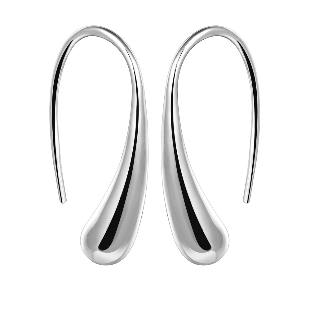 Women Fashion Teardrop Back Earrings,Small Sterling Sliver Plated Classic Dangle Hoop Earring Thread Drop Earrings