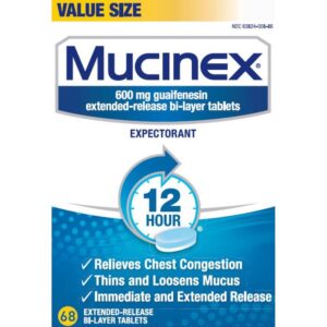 mucinex se 12 hour chest congestion expectorant, tablets, 68 count