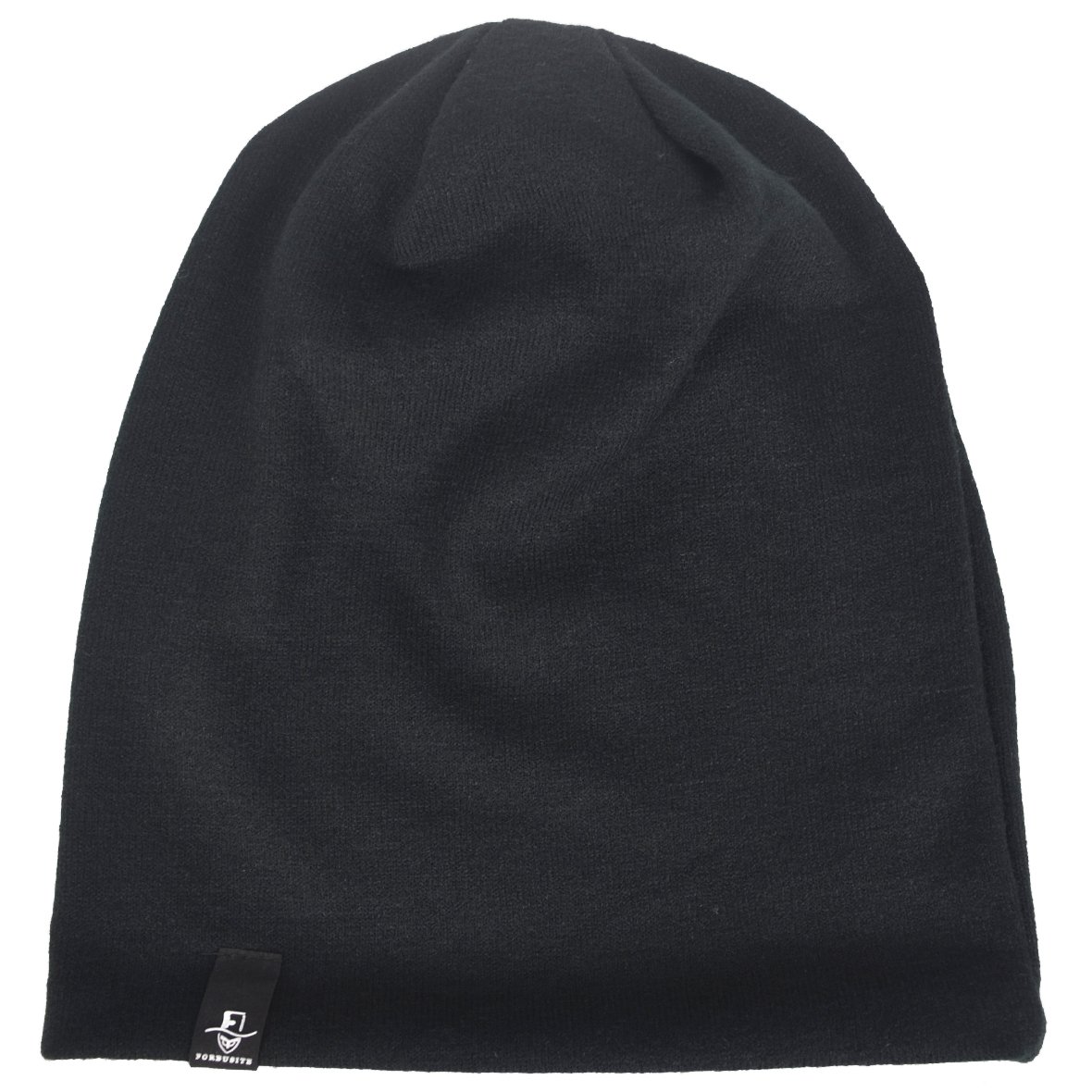 HISSHE Men's Slouch Slouchy Beanie Oversize Summer Winter Skull Cap N010 (Black)