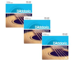 d'addario ej38 12-string phosphor bronze light 10-47 3-pack