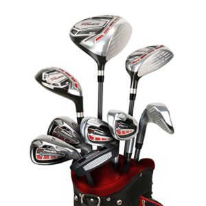 powerbilt pro power complete golf set for men with cart bag, right handed (graphite shafts in all woods, irons and wedge)