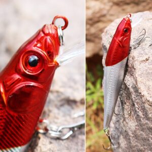 Sougayilang Fishing Lures Hard Bait Minnow Crankbait with Treble Hook Life-like Swimbait Fishing Bait Deep Diver Lure Sinking Lure for Bass Trout Fishing Pack of 10PCS