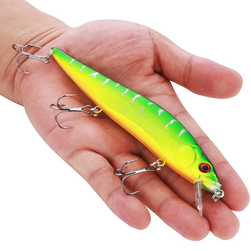 Sougayilang Fishing Lures Hard Bait Minnow Crankbait with Treble Hook Life-like Swimbait Fishing Bait Deep Diver Lure Sinking Lure for Bass Trout Fishing Pack of 10PCS