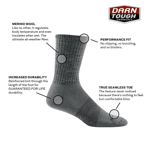 Darn Tough 1680 Men's Merino Wool Standard Issue Crew Height Light Socks, Black, Medium (8-9.5)