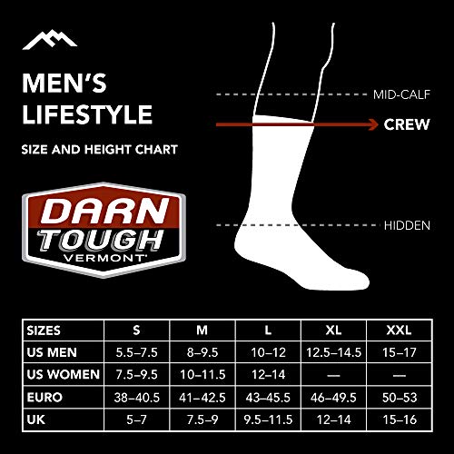 Darn Tough 1680 Men's Merino Wool Standard Issue Crew Height Light Socks, Black, Medium (8-9.5)