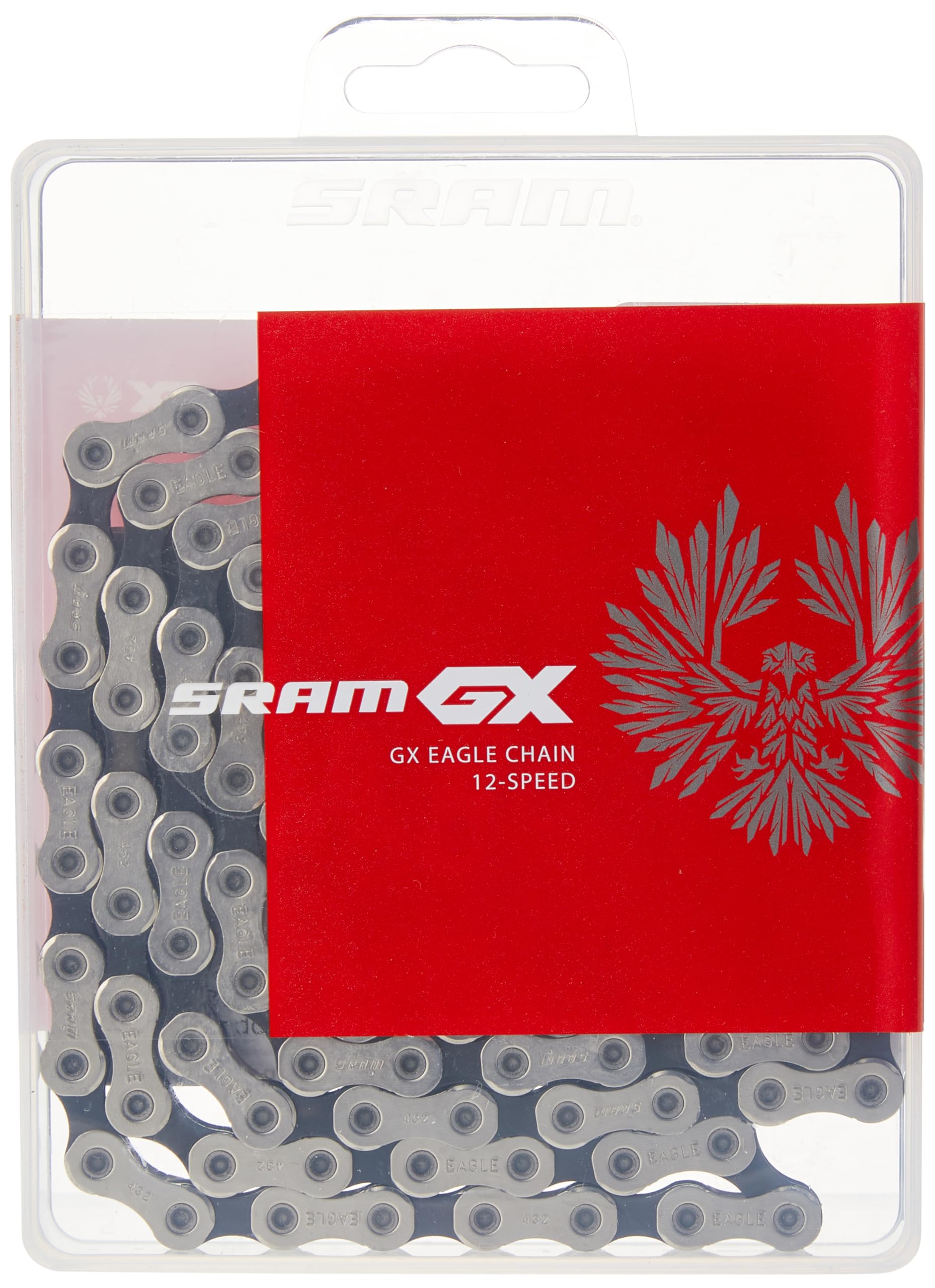 SRAM GX Eagle Hollow Pin 12-Speed Chain 126 links with PowerLock, Silver/Gray