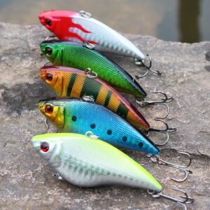 Sougayilang Fishing Lures Large Hard Bait Minnow VIB Lure with Treble Hook Life-like Swimbait Fishing Bait Popper Crankbait Vibe Sinking Lure for Bass Trout Walleye Redfish