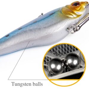 Sougayilang Fishing Lures Large Hard Bait Minnow VIB Lure with Treble Hook Life-like Swimbait Fishing Bait Popper Crankbait Vibe Sinking Lure for Bass Trout Walleye Redfish