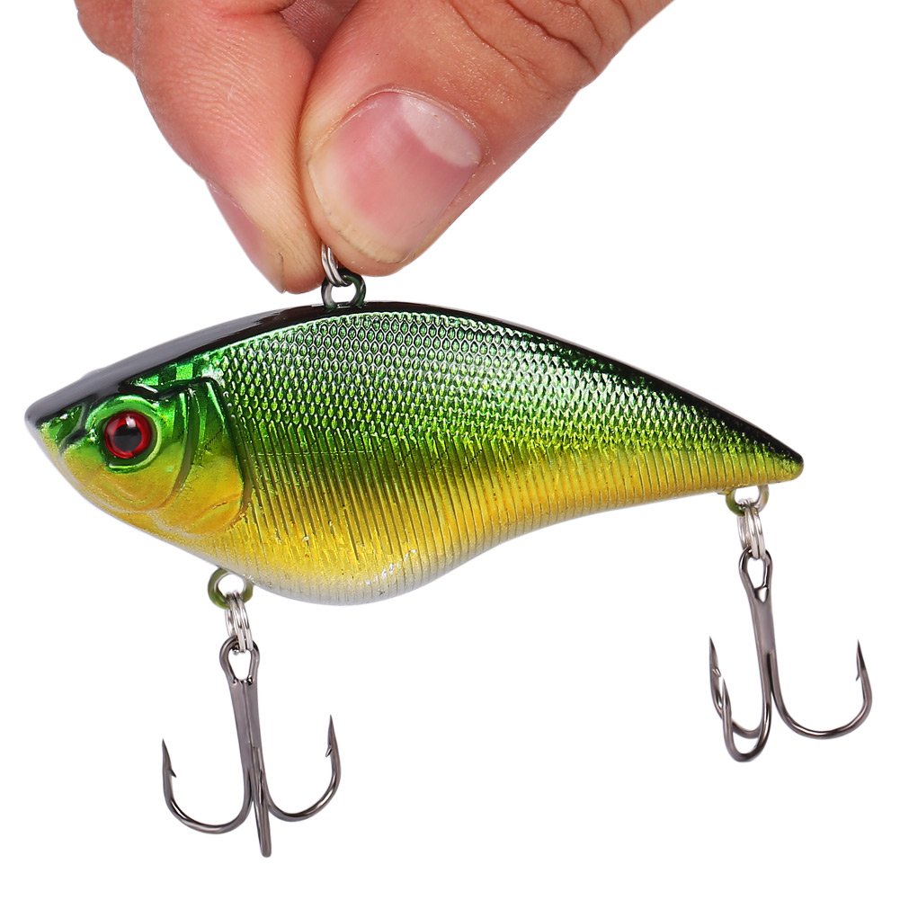 Sougayilang Fishing Lures Large Hard Bait Minnow VIB Lure with Treble Hook Life-like Swimbait Fishing Bait Popper Crankbait Vibe Sinking Lure for Bass Trout Walleye Redfish