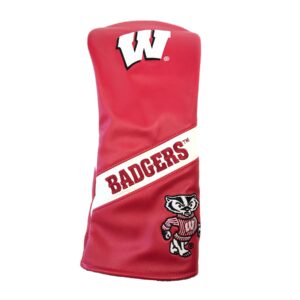 ncaa wisconsin badgers leatherette wood driver cover, red