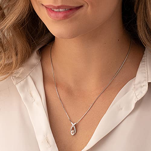 PEORA Aquamarine Pendant Necklace for Women 925 Sterling Silver, Open Infinity Solitaire, Natural Gemstone Birthstone, 0.75 Carat Oval Shape 7x5mm, with 18 Inch Chain