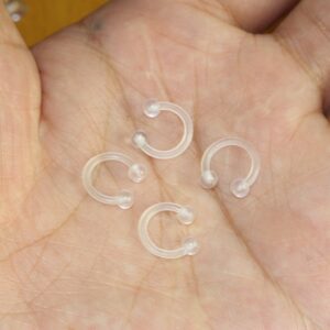 Oasis Plus 8pcs 16G 10mm Clear Flexible Bioflex Horseshoe Retainer Nose Septum Ring Snake Smiley Eyes Nipple Lip Cartilage Piercing