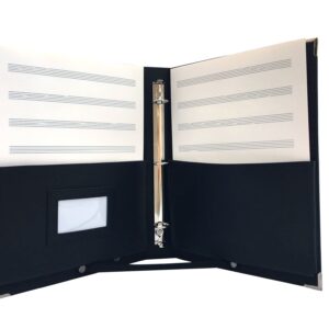 MSP Large Music Sheet Piano Folder 10" x 13.5" with Handle and 3 Rings Binder Large (220-Black) (Music Folder with Handle & Strap)